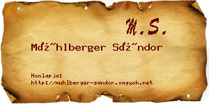 Mühlberger Sándor névjegykártya